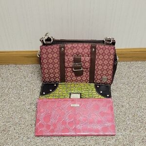 Miche Brown Fabric Base Bag, Lace Cover W/end Pockets, 3 Shells